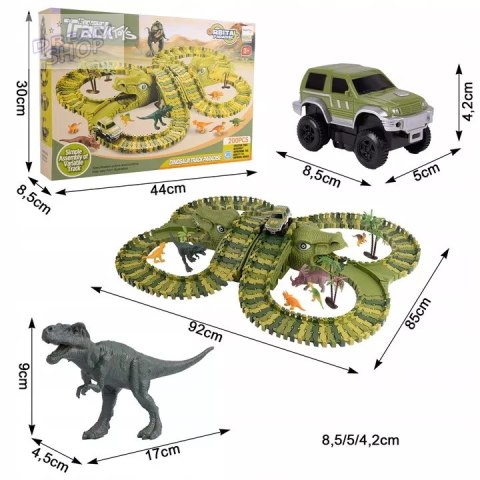 Tor samochodowy dla dzieci Dino Park wyścigowy zestaw 230 el dinozaury