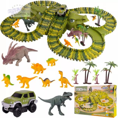 Tor samochodowy dla dzieci Dino Park wyścigowy zestaw 230 el dinozaury