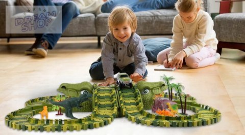 Tor samochodowy dla dzieci Dino Park wyścigowy zestaw 230 el dinozaury