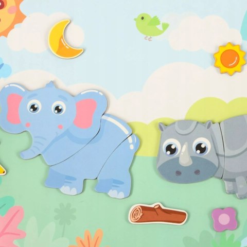 Układanka magnetyczna Montessori zwierzęta puzzle edukacyjne 47 magnesów