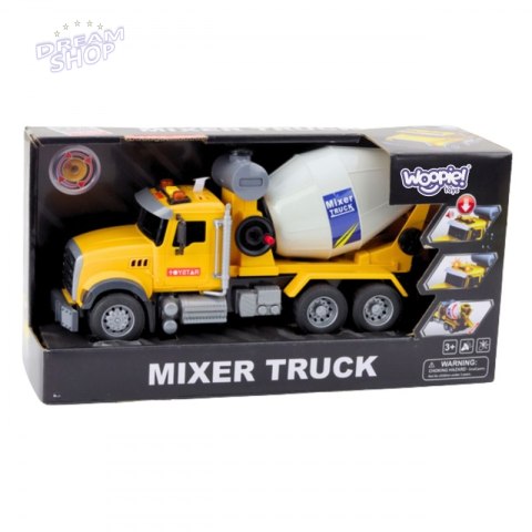 WOOPIE Ciężarówka Betoniarka Obrotowy Bęben Światła Dźwięki Żółta