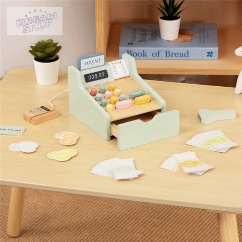 WOOPIE GREEN Drewniana Kasa Sklepowa Edukacyjna z Akcesoriami 23 el. FSC