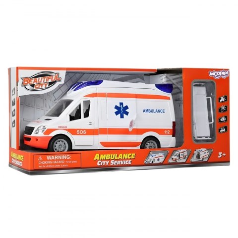 WOOPIE Pogotowie Karetka Ambulans Nosze w Zestawie + Sygnały Dźwiękowe I Świetlne