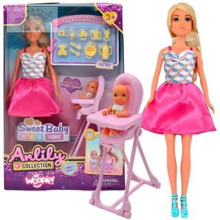 WOOPIE ROYAL Lalka Lily Bobas Krzesełko do Karmienia Zestaw Akcesoria