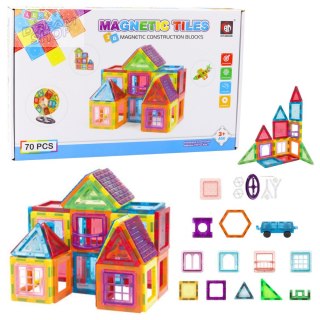 Zestaw Klocki Mgnetyczne Konstrukcyjne Edukacyjne Kolorowe 70el