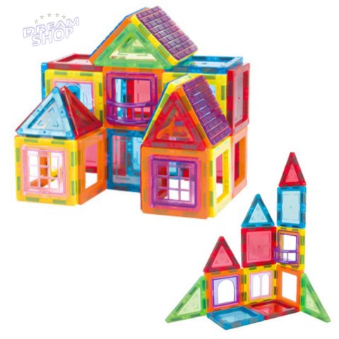 Zestaw Klocki Mgnetyczne Konstrukcyjne Edukacyjne Kolorowe 70el