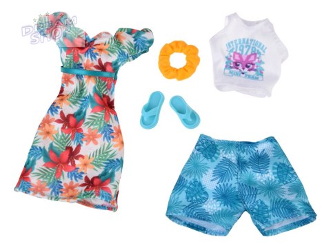 Zestaw ubranka dla lalki wakacyjne stylizacje sukienka dodatki ZA5706