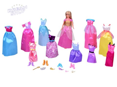 Anlily Lalka MODELKA + duży zestaw 11 sukienek i akcesoriów królewny ZA5695