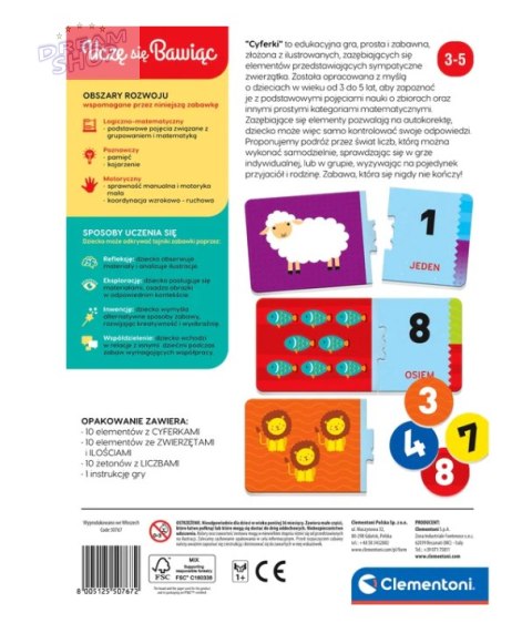 Gra edukacyjna Cyferki Matematyka Uczę się Bawiąc Język Polski Angielski Clementoni 50767