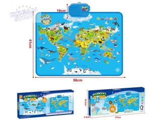 Interaktywna mapa zwierząt świata 56x41cm