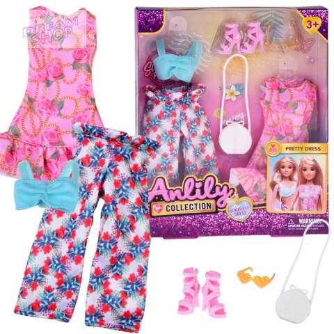 Zestaw ubranka dla lalki wakacyjne stylizacje sukienka dodatki ZA5707