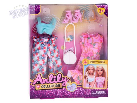 Zestaw ubranka dla lalki wakacyjne stylizacje sukienka dodatki ZA5707