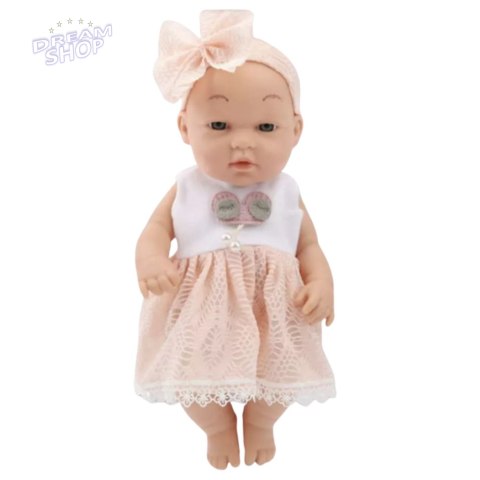 Lalka Bobas W Różowej Sukience Opaska Ruchome Rączki Nóżki 30cm