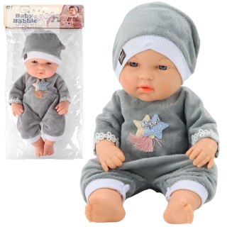 Lalka Bobas W Szarej Piżamce Czapeczka Ruchome Rączki Nóżki 30cm