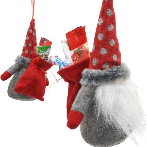 MIKOŁAJEK DEKORACYJNY Z WORKIEM NA PREZENT 20CM CZERWONY