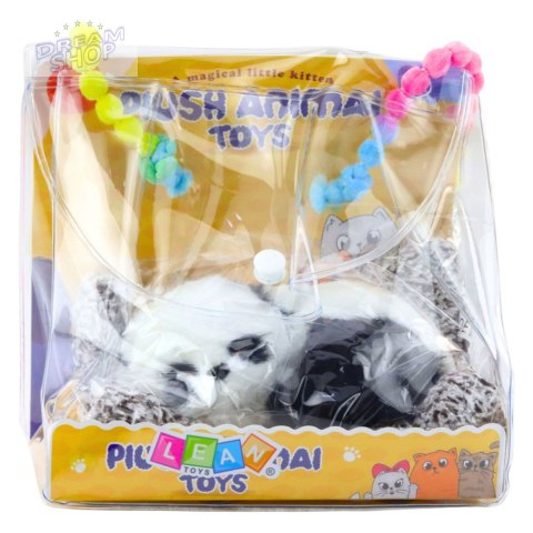 Śpiąca Panda Na Poduszce Figurka z Futerkiem Przeźroczysta Torba