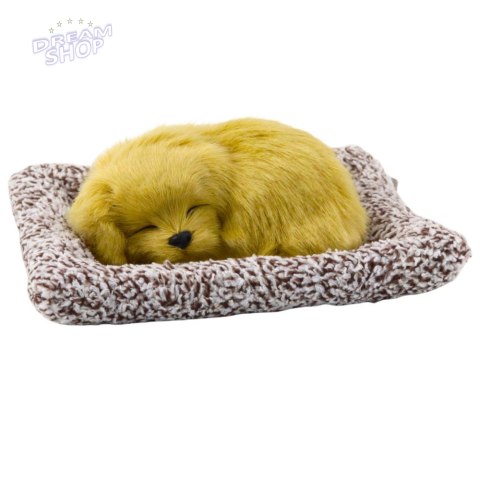 Śpiący Pies Labrador Szczeniak Na Poduszce Figurka z Futerkiem Torba