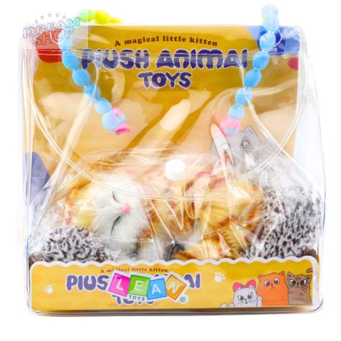 Śpiący Rudy Kot Na Poduszce Figurka z Futerkiem Torba Dźwięki