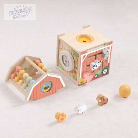 TOOKY TOY Drewniana Stodoła Aktywności Sorter Liczydło Montessori