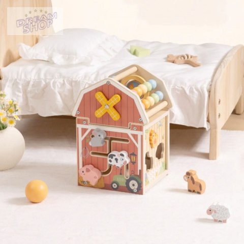 TOOKY TOY Drewniana Stodoła Aktywności Sorter Liczydło Montessori