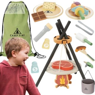 TOOKY TOY Drewniany Kempingowy Zestaw Do Gotowania Ognisko