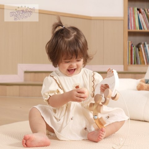 VIGA PolarB Drewniana Kurka z Pisklętami do Ciągnięcia