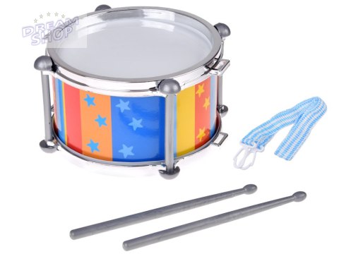 Kolorowy bębenek dla dobosza 2 pałeczki + pasek śr 18 cm IN0181