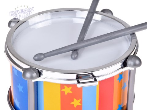 Kolorowy bębenek dla dobosza 2 pałeczki + pasek śr 18 cm IN0181