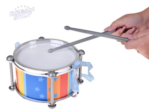 Kolorowy bębenek dla dobosza 2 pałeczki + pasek śr 18 cm IN0181