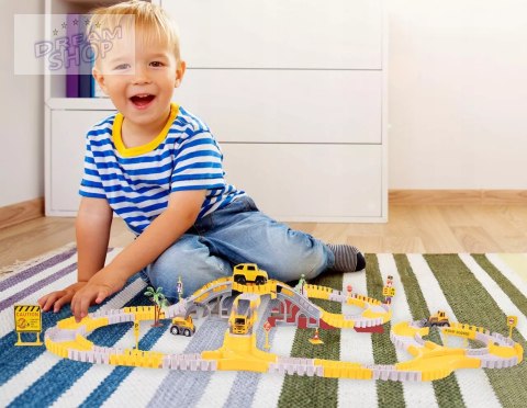 Tor samochodowy Budowlany 255 el. - auta pojazdy budowy zestaw dla dzieci