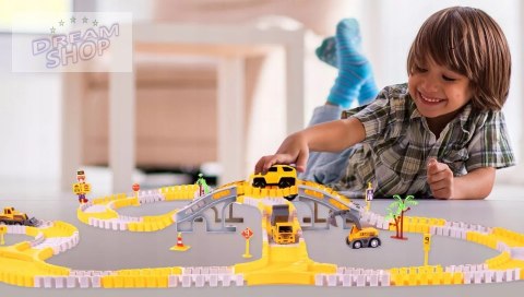 Tor samochodowy Budowlany 255 el. - auta pojazdy budowy zestaw dla dzieci