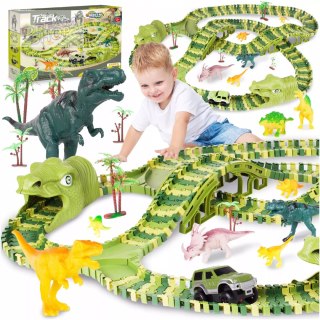 Tor samochodowy dla dzieci Dino Park wyścigowy zestaw 240 el dinozaury