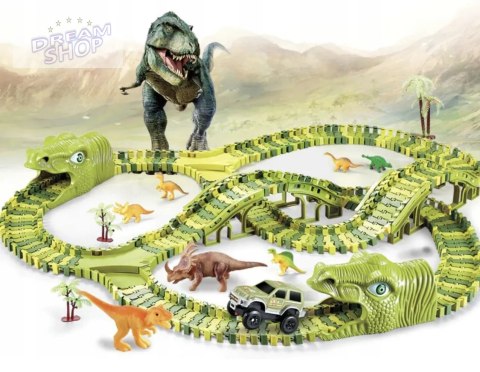 Tor samochodowy dla dzieci Dino Park wyścigowy zestaw 240 el dinozaury