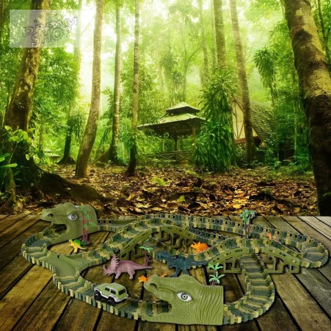 Tor samochodowy dla dzieci Dino Park wyścigowy zestaw 240 el dinozaury