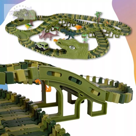 Tor samochodowy dla dzieci Dino Park wyścigowy zestaw 240 el dinozaury