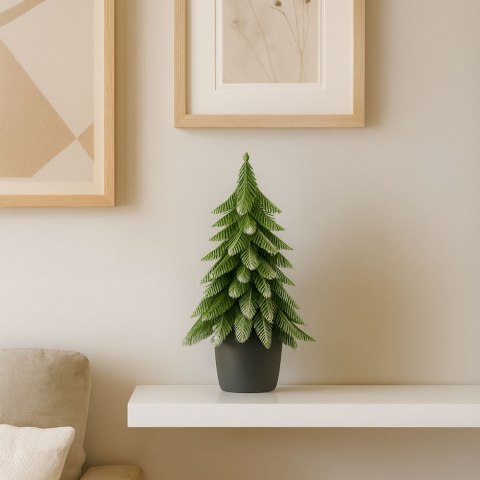 Choinka Ozdobna Dekoracyjna Sztuczna W Doniczce Srebrne Wykończenie 32 x 12 cm