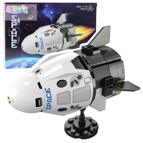 Klocki Konstrukcyjne Biały Statek Kosmiczny Podstawka 88 el.
