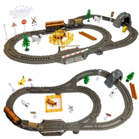 WOOPIE Kolejka Elektryczna Lokomotywa Retro Farma Tor XL 66 el.