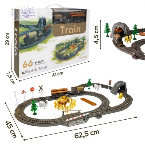 WOOPIE Kolejka Elektryczna Lokomotywa Retro Farma Tor XL 66 el.