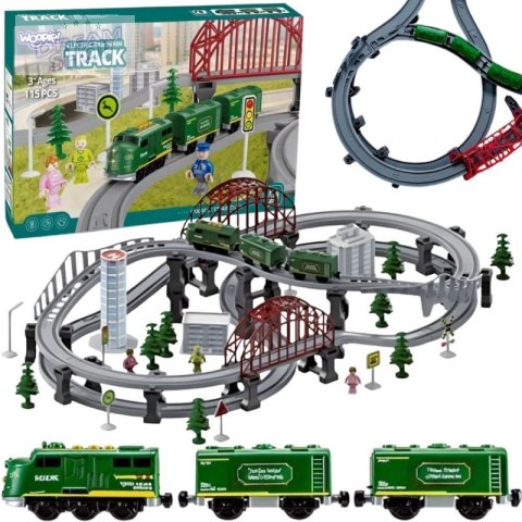 WOOPIE Nowoczesna Kolejka Elektryczna Tor XXL Lokomotywa Cargo Zestaw 115 szt.