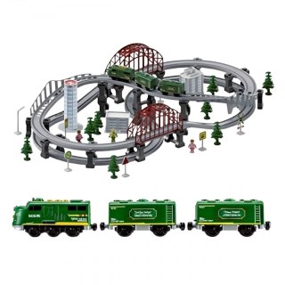 WOOPIE Nowoczesna Kolejka Elektryczna Tor XXL Lokomotywa Cargo Zestaw 115 szt.