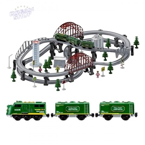 WOOPIE Nowoczesna Kolejka Elektryczna Tor XXL Lokomotywa Cargo Zestaw 115 szt.