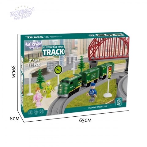 WOOPIE Nowoczesna Kolejka Elektryczna Tor XXL Lokomotywa Cargo Zestaw 115 szt.