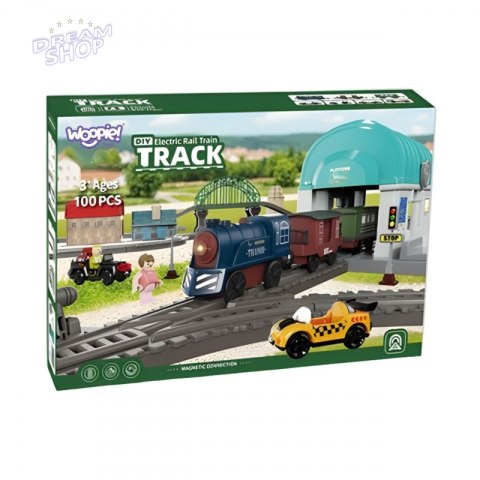 WOOPIE Pociąg Elektryczny Kolejka Tor XXL Ciuchcia Lokomotywa Zestaw Miasteczko 100 el.
