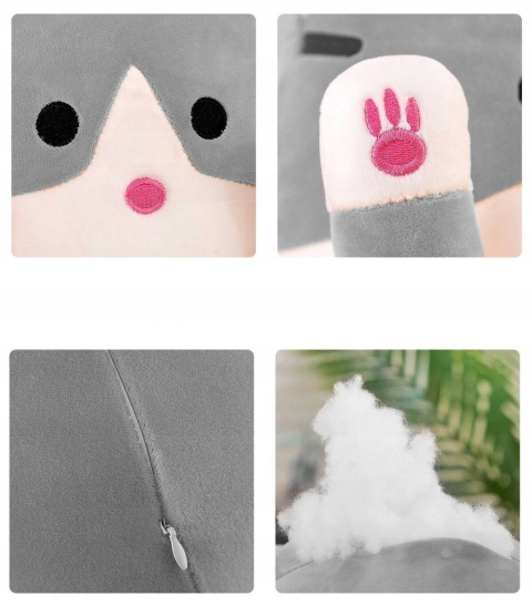 Długi Kotek Maskotka Poduszka Pluszak Kot 70cm XL SZARY