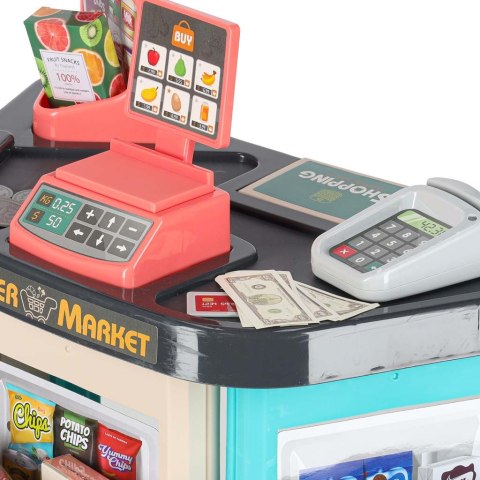 Supermarket sklep kasa fiskalna + wózek miętowy