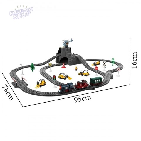 WOOPIE Elektryczna Kolejka Tor Retro Ciuchcia Lokomotywa + 2 Wagony - Zestaw 76 el.