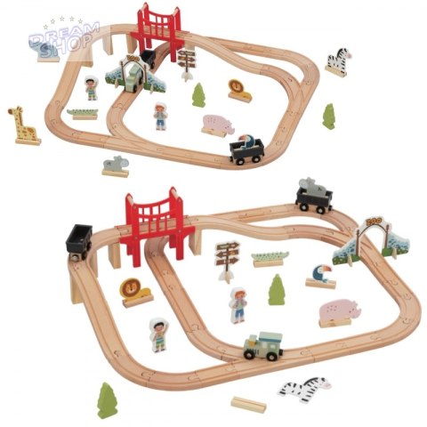 WOOPIE GREEN Drewniana Kolejka ZOO Zestaw XL Pociąg na Magnes Tor 60 el. FSC
