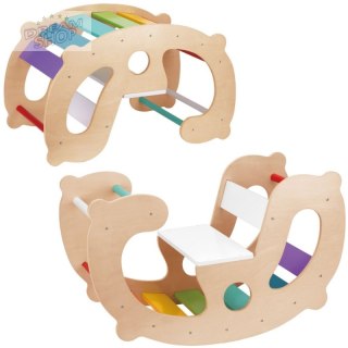 WOOPIE GREEN Drewniany Tęczowy Bujak i Mostek 2w1 Montessori FSC