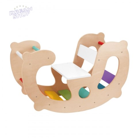 WOOPIE GREEN Drewniany Tęczowy Bujak i Mostek 2w1 Montessori FSC